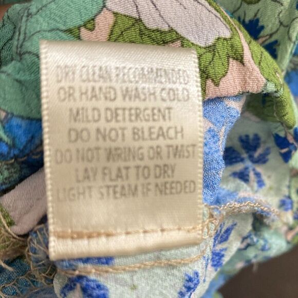 Lovestitch Bright Floral Blue Green Ruffle Bottom Dress Size Large - Picture 10 of 10